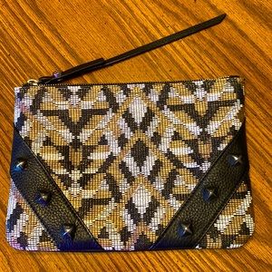 Sam Edelman black & gold makeup bag/clutch NWOT